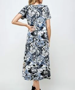 Jostar Online Plus Size Jostar Women's Stretchy Long Dress Short Sleeve Plus Plus-702BN-SXP-W293