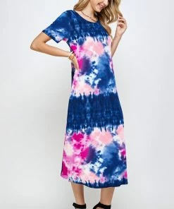 Long Length Jostar Women's Stretchy Long Dress Short Sleeve Print-702BN-SRP1-W294