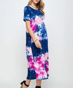 Long Length Jostar Women's Stretchy Long Dress Short Sleeve Print-702BN-SRP1-W294