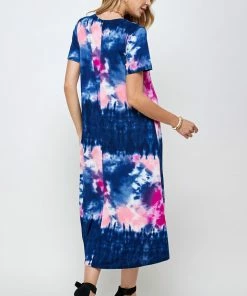 Long Length Jostar Women's Stretchy Long Dress Short Sleeve Print-702BN-SRP1-W294