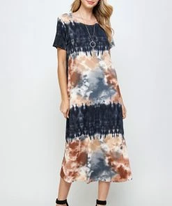 Long Length Jostar Women's Stretchy Long Dress Short Sleeve Print-702BN-SRP1-W294