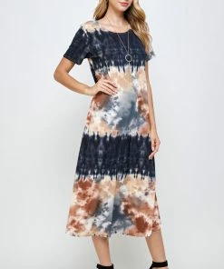 Jostar Women's Stretchy Long Dress Short Sleeve Plus Plus-702BN-SXP-W294 Plus Size