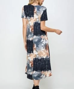 Long Length Jostar Women's Stretchy Long Dress Short Sleeve Print-702BN-SRP1-W294