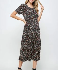 Jostar Stretchy Long Dress Short Sleeve Plus Plus, 702BN-SXP1-W295 Plus Size