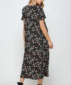 Long Length Jostar Women's Stretchy Long Dress Short Sleeve Print-702BN-SRP1-W296