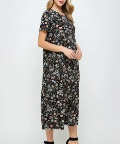 Long Length Jostar Women's Stretchy Long Dress Short Sleeve Print-702BN-SRP1-W296