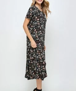 Long Length Jostar Women's Stretchy Long Dress Short Sleeve Print-702BN-SRP1-W296