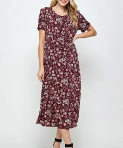 Long Length Jostar Women's Stretchy Long Dress Short Sleeve Print-702BN-SRP1-W296