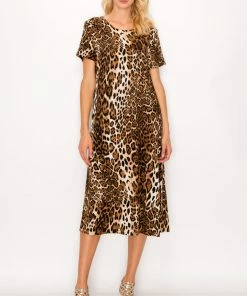 Dresses Jostar Women's Stretchy Long Dress Short Sleeve Print-702BN-SRP1-W757