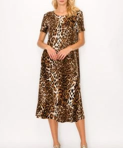 Dresses Jostar Women's Stretchy Long Dress Short Sleeve Print-702BN-SRP1-W757