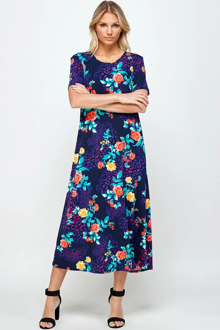 Jostar Stretchy Long Dress Short Sleeve Plus Plus-702BN-SXP-W301 Plus Size