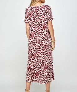 Jostar Women's Stretchy Long Dress Short Sleeve Print-702BN-SRP1-W302 Dresses