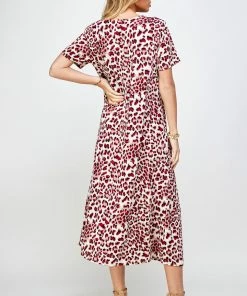 Jostar Women's Stretchy Long Dress Short Sleeve Print-702BN-SRP1-W302 Dresses