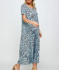 Jostar Women's Stretchy Long Dress Short Sleeve Print-702BN-SRP1-W302 Dresses