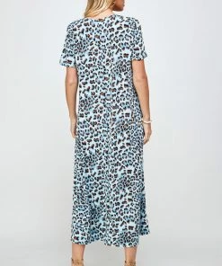 Jostar Women's Stretchy Long Dress Short Sleeve Print-702BN-SRP1-W302 Dresses