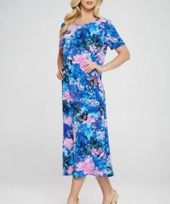Jostar Stretchy Long Dress Short Sleeve Plus Plus, 702BN-SXP1-W305