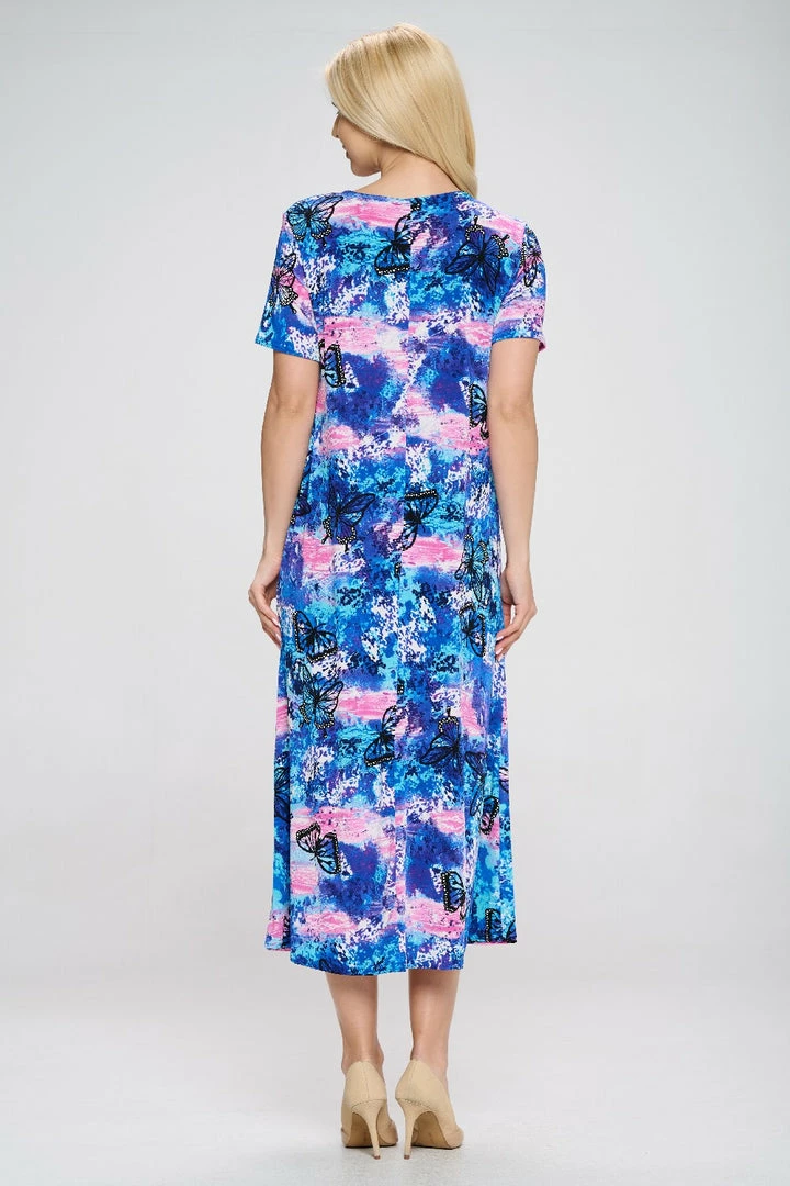 Jostar Women's Stretchy Long Dress Short Sleeve Print-702BN-SRP1-W305