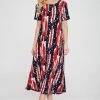 Jostar American Print Long Dress Short Sleeve -702BN-SRP1-W306 Dresses