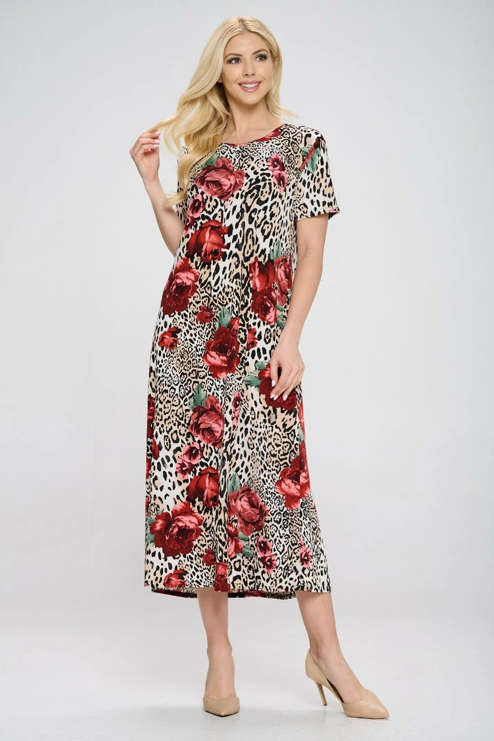 Jostar Plus Size Stretchy Long Dress Short Sleeve Plus Plus, 702BN-SXP1-W307