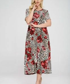 Dresses Jostar Women's Stretchy Long Dress Short Sleeve Print-702BN-SRP1-W307