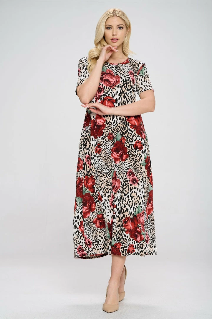 Jostar Plus Size Stretchy Long Dress Short Sleeve Plus Plus, 702BN-SXP1-W307