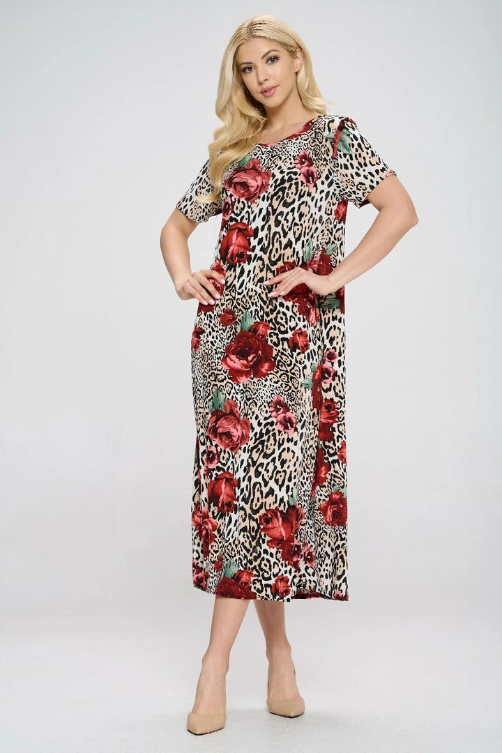 Jostar Plus Size Stretchy Long Dress Short Sleeve Plus Plus, 702BN-SXP1-W307