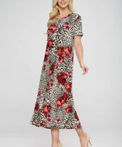 Jostar Plus Size Stretchy Long Dress Short Sleeve Plus Plus, 702BN-SXP1-W307