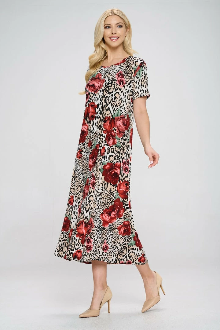 Jostar Plus Size Stretchy Long Dress Short Sleeve Plus Plus, 702BN-SXP1-W307