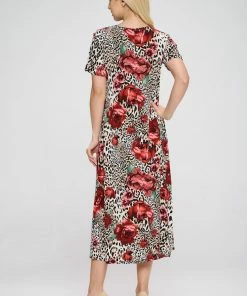 Dresses Jostar Women's Stretchy Long Dress Short Sleeve Print-702BN-SRP1-W307
