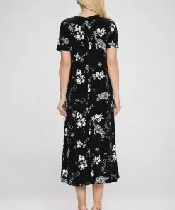 Jostar Women's Stretchy Long Dress Short Sleeve Print-702BN-SRP1-W308