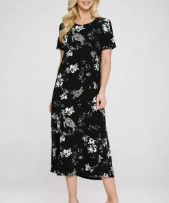 Jostar Online Jostar Women's Stretchy Long Dress Short Sleeve Plus Plus-702BN-SXP-W308