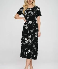 Jostar Online Jostar Women's Stretchy Long Dress Short Sleeve Plus Plus-702BN-SXP-W308