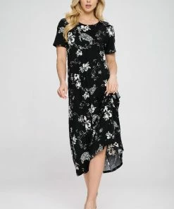 Jostar Women's Stretchy Long Dress Short Sleeve Print-702BN-SRP1-W308