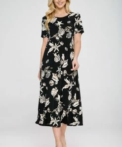 Jostar Plus Size Stretchy Long Dress Short Sleeve Plus Plus, 702BN-SXP1-W309