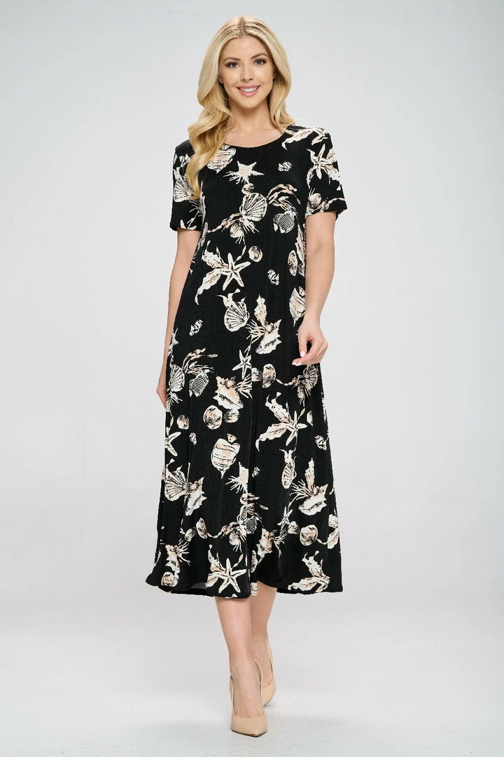 Jostar Plus Size Stretchy Long Dress Short Sleeve Plus Plus, 702BN-SXP1-W309