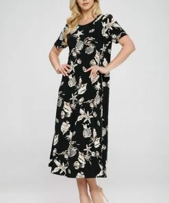 Jostar Plus Size Stretchy Long Dress Short Sleeve Plus Plus, 702BN-SXP1-W309