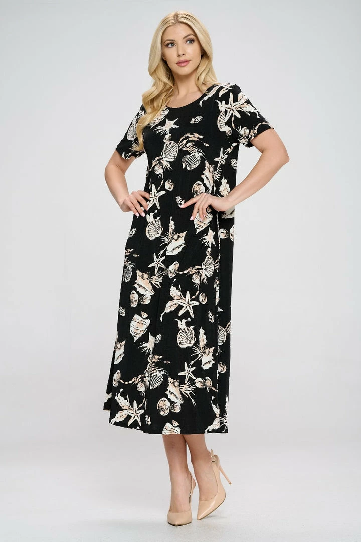 Jostar Plus Size Stretchy Long Dress Short Sleeve Plus Plus, 702BN-SXP1-W309