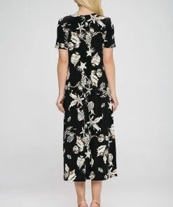 Jostar Women's Stretchy Long Dress Short Sleeve Print-702BN-SRP1-W309 Dresses
