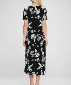 Jostar Women's Stretchy Long Dress Short Sleeve Print-702BN-SRP1-W309 Dresses