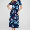 Long Length Jostar Women's Stretchy Long Dress Short Sleeve Print-702BN-SRP1-W310