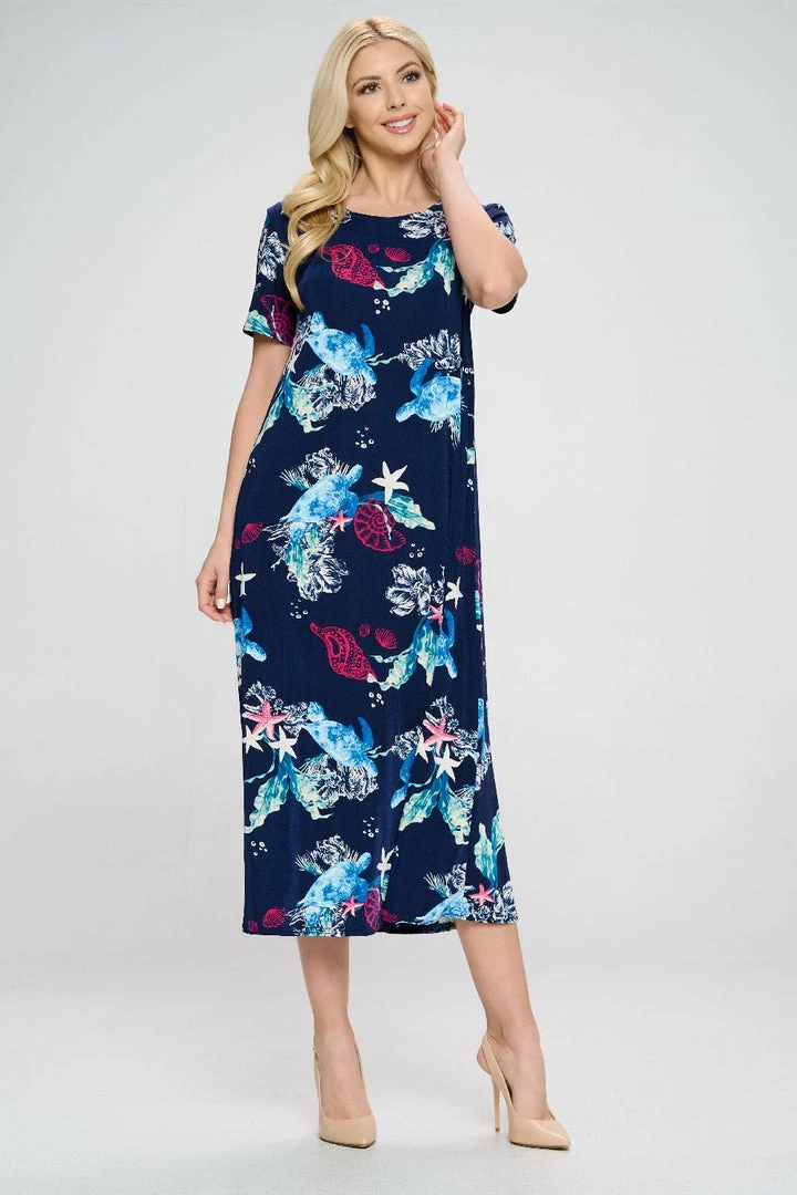 Jostar Plus Size Stretchy Long Dress Short Sleeve Plus Plus, 702BN-SXP1-W310