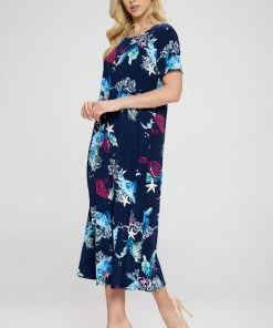 Jostar Plus Size Stretchy Long Dress Short Sleeve Plus Plus, 702BN-SXP1-W310