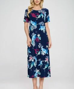 Jostar Plus Size Stretchy Long Dress Short Sleeve Plus Plus, 702BN-SXP1-W310