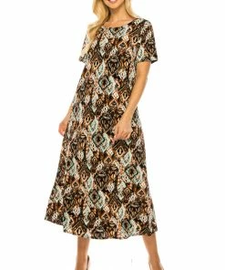 Jostar Stretchy Long Dress Short Sleeve Plus-702BN-SXP-W318 Plus Size