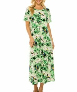 Jostar Stretchy Long Dress Short Sleeve Plus-702BN-SXP1-W319