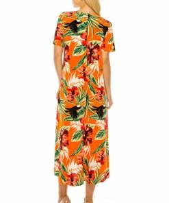 Jostar Women's Stretchy Long Dress Short Sleeve Print, 702BN-SRP1-W320 Long Length