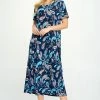Jostar Online Dresses Stretchy Long Dress Short Sleeve Print-702BN-SRP1-W323