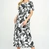 Jostar Women's Stretchy Long Dress Short Sleeve Print, 702BN-SRP1-W324 Dresses