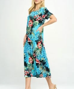 Jostar Plus Size Stretchy Long Dress Short Sleeve Plus-702BN-SXP-W326