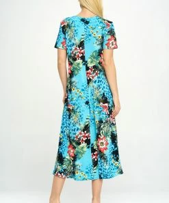 Jostar Plus Size Stretchy Long Dress Short Sleeve Plus-702BN-SXP-W326